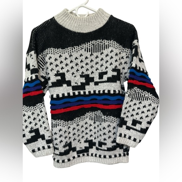 Resource by Doris Skis Vintage geometric mock neck sweater - Picture 1 of 5
